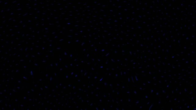 Abstract motion graphic video footage with blue stippled lines and swirling pattern against a dark background for creative projects and visuals