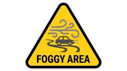 Obraz premium Yellow foggy area road sign.