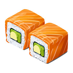 Delicious salmon maki sushi rolls for authentic Japanese dining experience and healthy seafood diet - Vector Illustration © powdesign