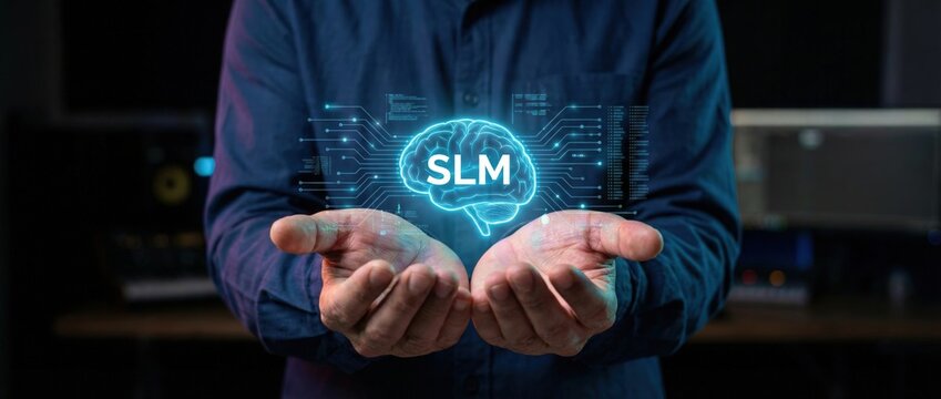 Exploring slm technology for enhanced learning innovative solutions modern workspace digital art futuristic environment close-up viewpoint