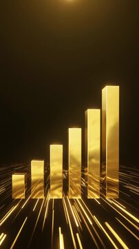 Intense Rising Bar Chart with Gold Glow &mdash; Finance Investment Growth Win Motion