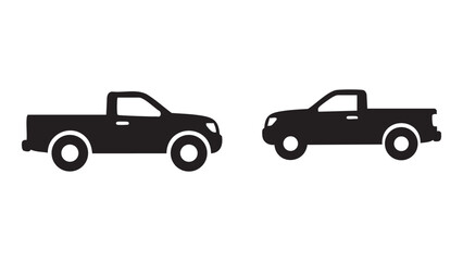 Naklejka premium Two pickup truck silhouettes side by side on a white background