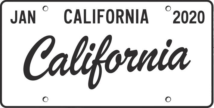 Official California vehicle license plate featuring state text with January two thousand twenty registration renewal decal