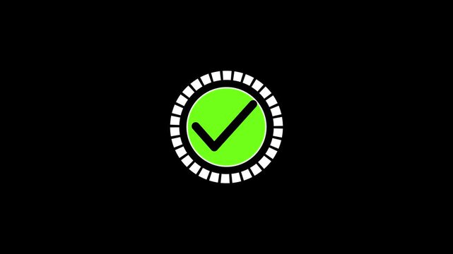 Vibrant green check mark inside simple circular frame. This check mark is very clear. A standard check mark for mobile app buttons and web navigation confirmation.