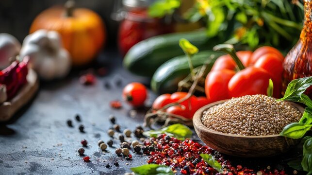 Vegetables and herbs cooking
