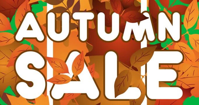 Digital animation of autumn sale over autumn leaves against black background