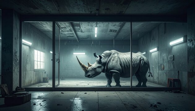 Rhino in Captivity - A Stark Reminder of Conservation Challenges.