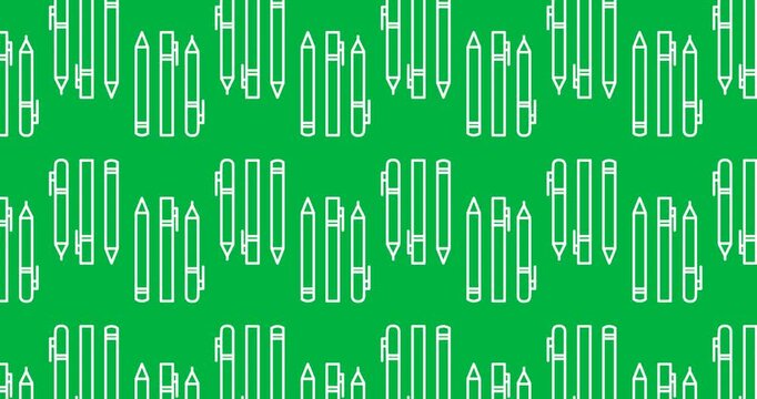 Digital animation of three pen set icons in seamless motion against white background