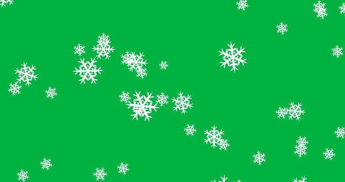 Digital animation of multiple snowflakes icons against black background