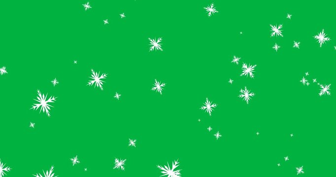 Digital animation of multiple snowflakes icons falling against black background