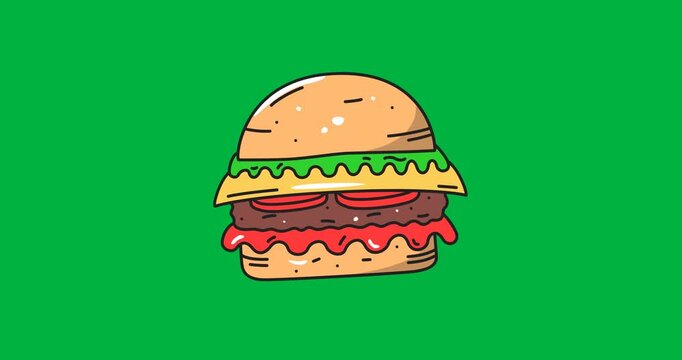 Digitally generated image of burger icon against black background