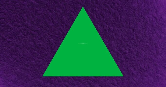 Digital animation of triangle shape with copy space against purple background