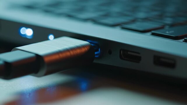 Laptop connected to a charging cable