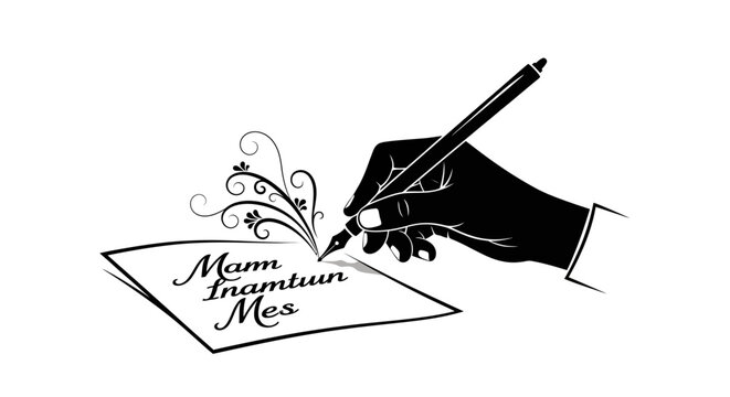 Hand holding pen writing on paper.