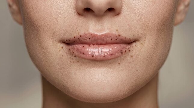 Editorial Close-up of Lips with Peutz-Jeghers Syndrome Pigment Macules