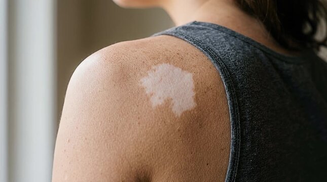 Close-up of Nevus Depigmentosus Hypopigmented Patch on Shoulder