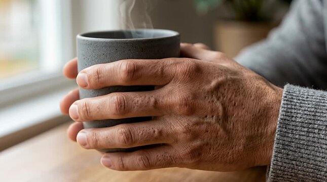 Bazex-Dupre-Christol Syndrome on Dorsal Hand Holding Espresso Cup