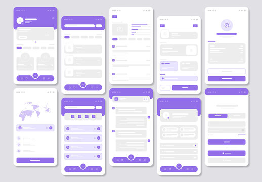 Modern Mobile App UI Screen Wireframe Presentation Template