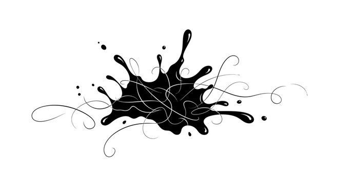 Black Liquid Paint Splash Droplet.