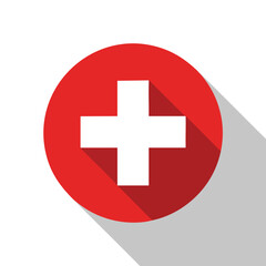 Obraz premium Red Cross Emergency First Aid Kit Icon for Healthcare and Safety Concepts