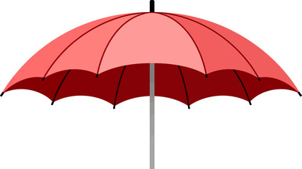 Obraz premium Red umbrella isolated on white background vector illustration of open rain umbrella protection accessory colorful shelter object for weather and season use