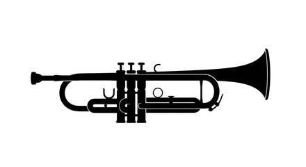 Naklejka premium Black Silhouette of a Trumpet on White Background