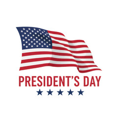 Fototapeta premium Waving american flag with president's day text isolated on a transparent background