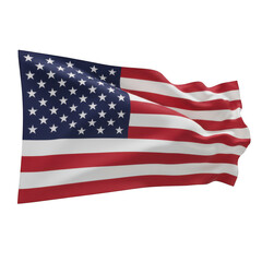 Obraz premium Waving american flag with stars and stripes isolated on a transparent background