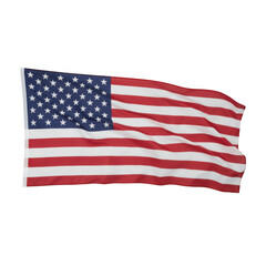 Fototapeta premium Waving american flag with stars and stripes isolated on a transparent background