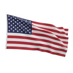 Fototapeta premium Waving american flag with stars and stripes isolated on a transparent background