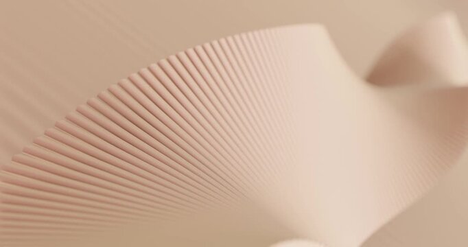 Abstract beige 3d wave background with ridged curves looping animation