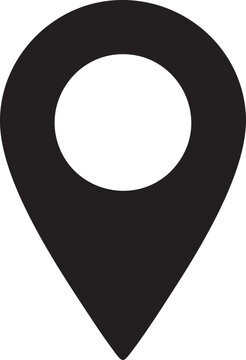Simple Map Pin Silhouette in Upright Vector Clipart Icon Design