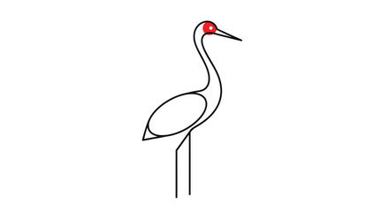 Fototapeta premium Minimalist crane illustration isolated against white background for design