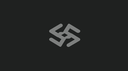 Obraz premium Modern Abstract Geometric Symbol Icon on Dark Grey Background - Minimalist Digital Graphic Element with Rotational Symmetry
