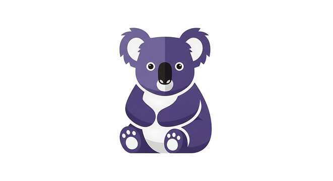 Pixel art illustration of a cute purple koala sitting, simple flat design, cartoon character, animal icon