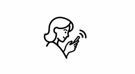 Obraz premium Stylized line art of a woman looking at her smartphone