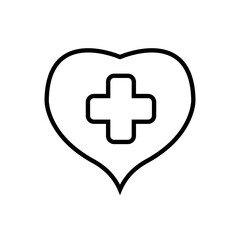 Obraz premium Vector Line Icon of Heart with Medical Cross Plus Sign and Editable Outline Stroke for Healthcare and First Aid