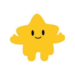 Obraz premium Cute Cartoon Star Character with Happy Expression for Kids and Creative Designs