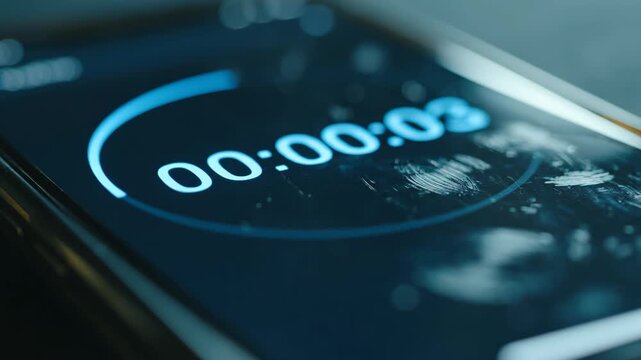 Smartphone displaying a timer counting up blue theme