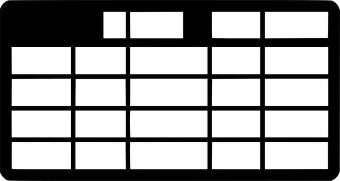 Data table organization and financial document software grid symbol featuring a simple black silhouette spreadsheet icon &ndash; Black and White Vector Illustration