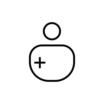 Vector Line Icon of User Profile with Plus Sign for Add Member and New Account with Editable Outline Stroke