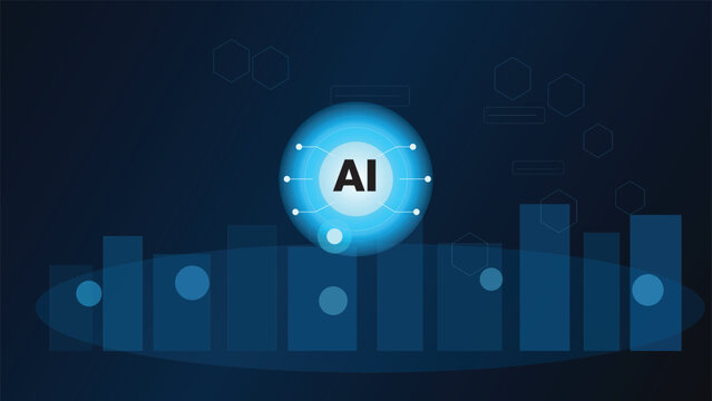 AI with blue bars and geometric shapes artificial intelligence graph