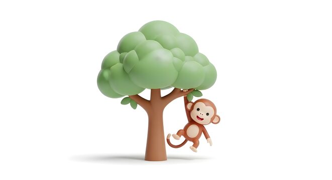 High quality monkey 3D icon With white background