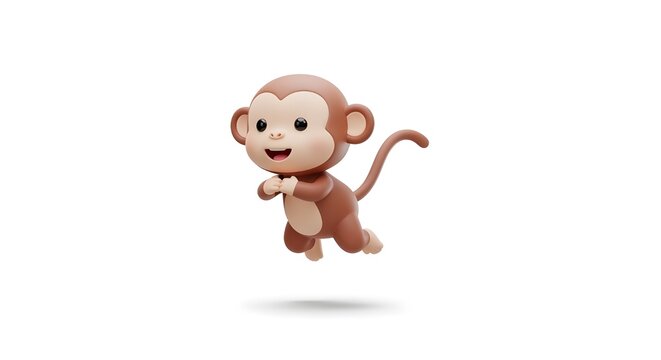 High quality monkey 3D icon With white background