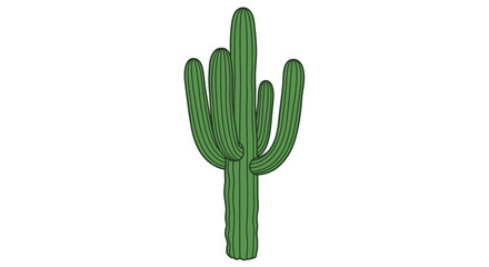 Green cactus illustration on a white background for design and commercial use © lahah