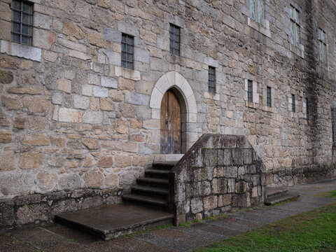 Historic staircase and door in Guimaraes, Portugal