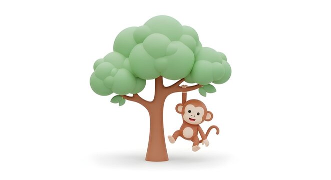 High quality monkey 3D icon With white background