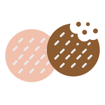 Cookies Illustration with Bite Mark on Chocolate Cookie