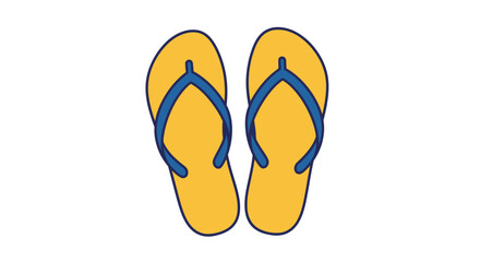 Fototapeta premium Pair of yellow and blue flip flops illustration on a white background