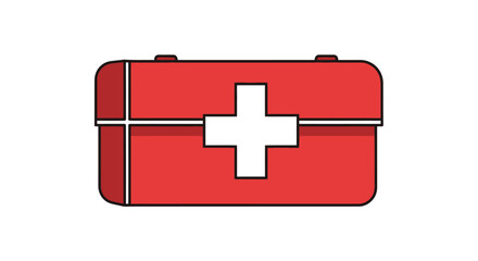 Fototapeta premium Red first aid kit icon medical emergency symbol isolated on white